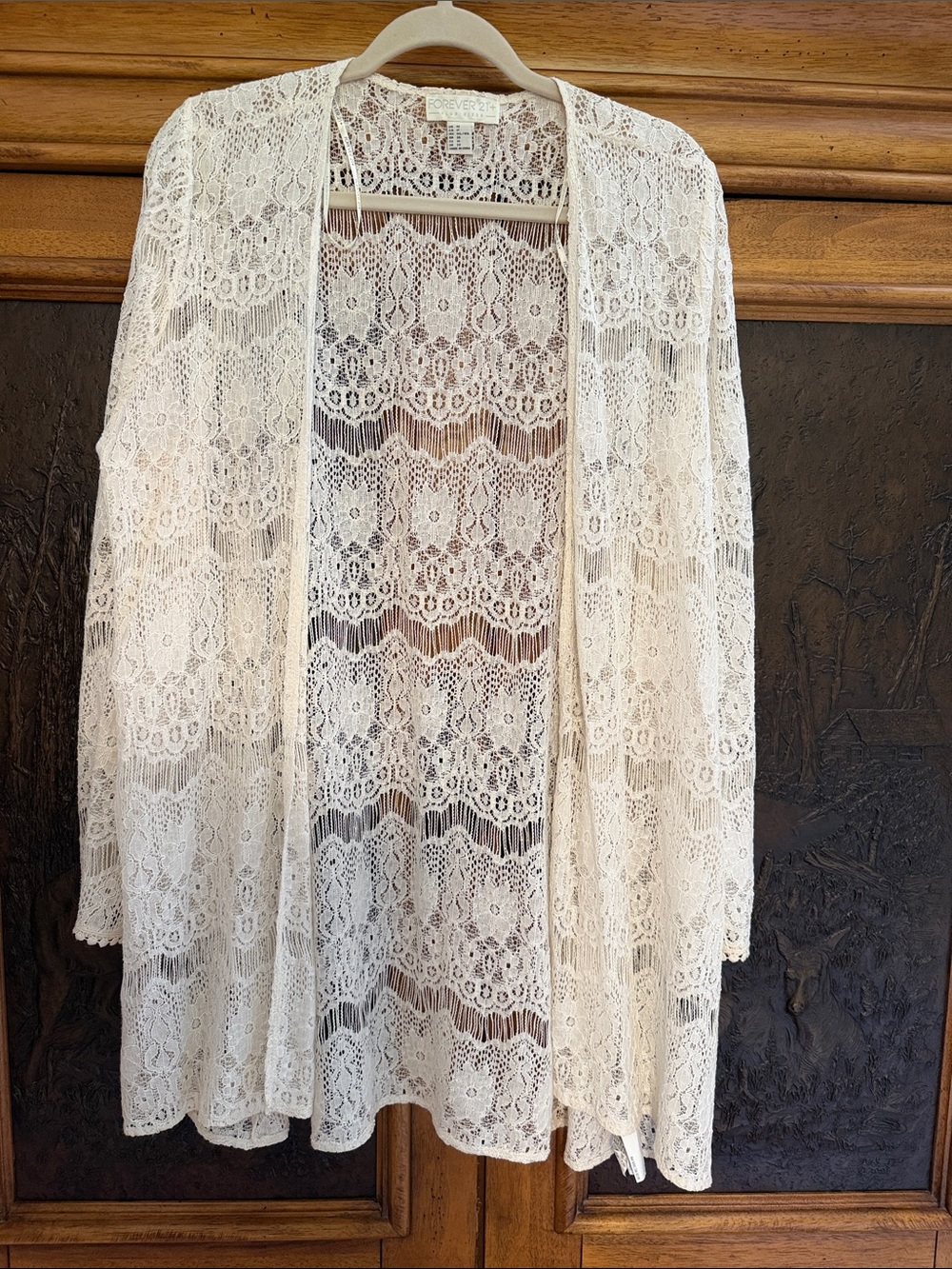 Forever 21 Women’s I1X vory Lace Open Front Cardigan